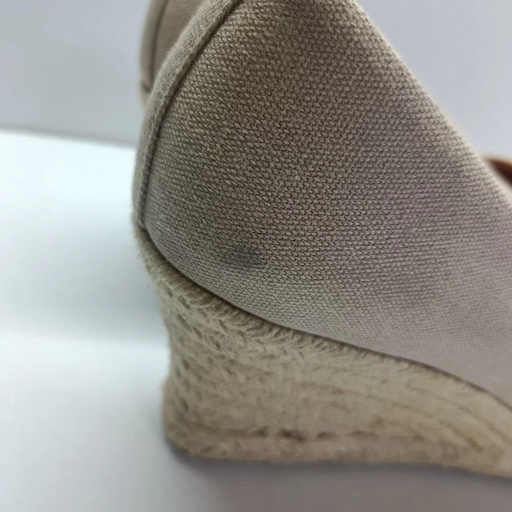 J Crew Women's Size 8.5 Canvas Espadrille‎ Wedge Heels Shoes Beige